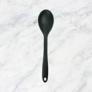 Click to zoom in Waterstone Premium Food Grade Silicone Spoon, Black, Stainless Steel Core, Non-stick, Flexible, Heat Resistant, Stylish Design for Stirring, Folding, Mixing