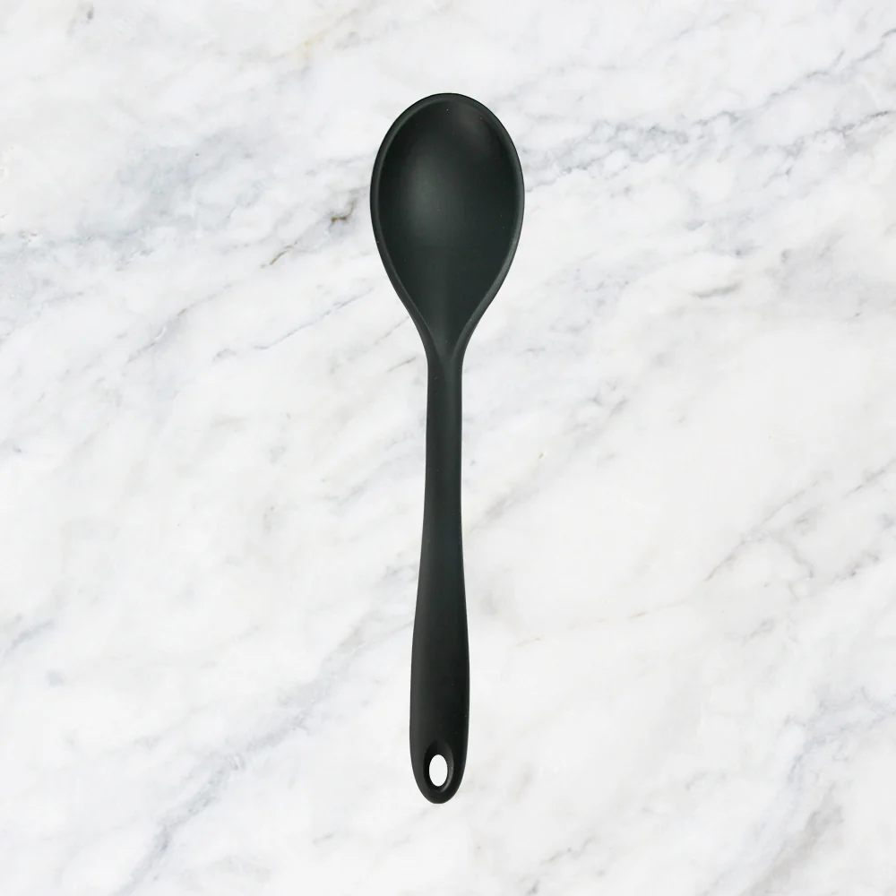Click to zoom in Waterstone Premium Food Grade Silicone Spoon, Black, Stainless Steel Core, Non-stick, Flexible, Heat Resistant, Stylish Design for Stirring, Folding, Mixing