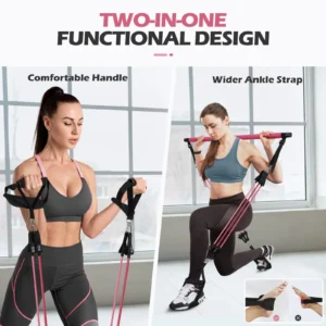 Pilates Bar Kit with Resistance Bands,Pilates Bar with Stackable Bands Workout Equipment for Legs,Hip,Waist and Arm,Exercise Fitness Equipment for Women & Men Home Gym Yoga Pilates