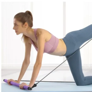 BESTSKY Pilates Bar Kit,Multi-Functional Exercise Stick with Resistance Bands for Full-Body Training,High-Density Foam Handle Pilates Bar,Purple