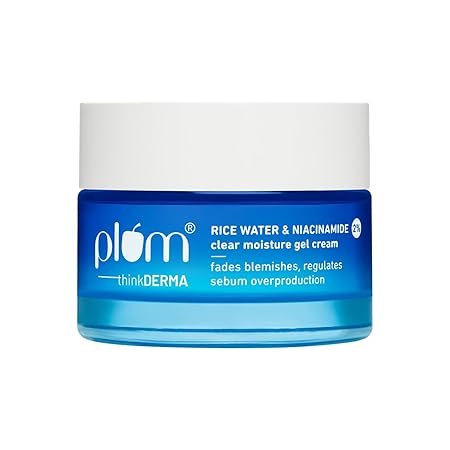 Plum 2% Niacinamide & Rice Water Superlight Gel Cream Moisturizer for Face | Oil-Free Hydration | Brightens, Fades Blemishes | Dermat-Tested | All Skin Types | Women & Men | 100% Vegan | 50 g