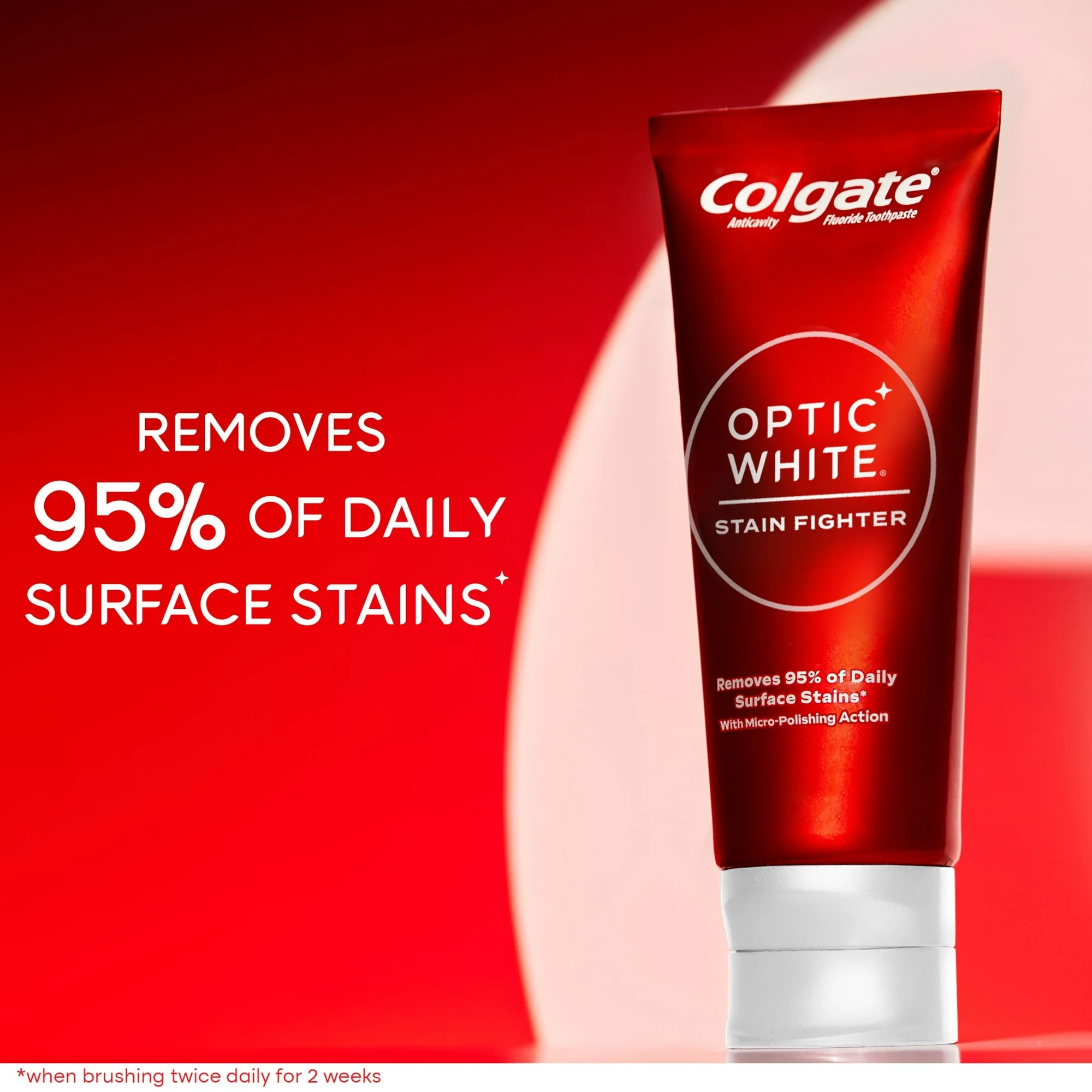 Colgate Optic White Stain Fighter Teeth Whitening Toothpaste, Clean Mint, 6 oz Tube - Image 2