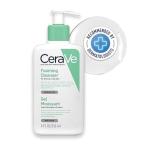 CeraVe Foaming Cleanser For Normal To Oily Skin (236ml) - Dermatologist-Developed Facewash | Non-Comedogenic And Fragrance-Free Cleansers For Acne-Prone Skin