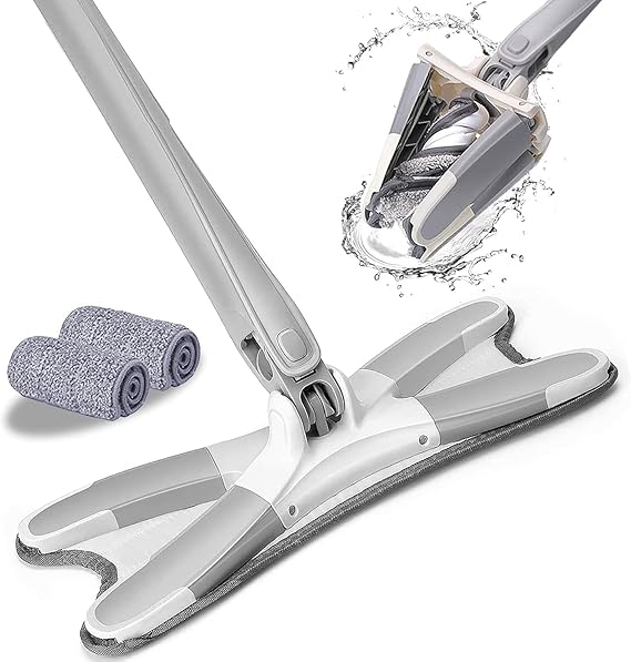 X-Type Microfiber Floor mop with 360 Rotating Head for Wood Tile Home Cleaning Tool Hand wash Flat mop Manual Extrusion Household Cleaning Tools Lazy Mop