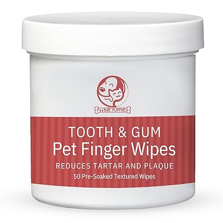 Foodie Puppies Tooth & Gum Pet Finger Wipes – (Pack of 1) Reduces Tartar & Plaque | 50 Pre-Soaked Textured Wipes | Dental/Oral Care Teeth Cleaning Wipes