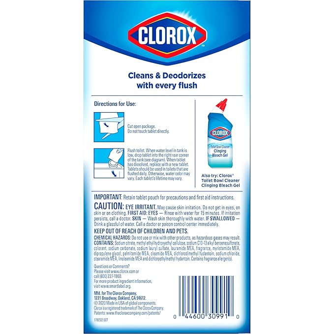Clorox Automatic Toilet Bowl Cleaner Tablets, Bleach & Blue - Rain Clean - 4 Count - Image 4
