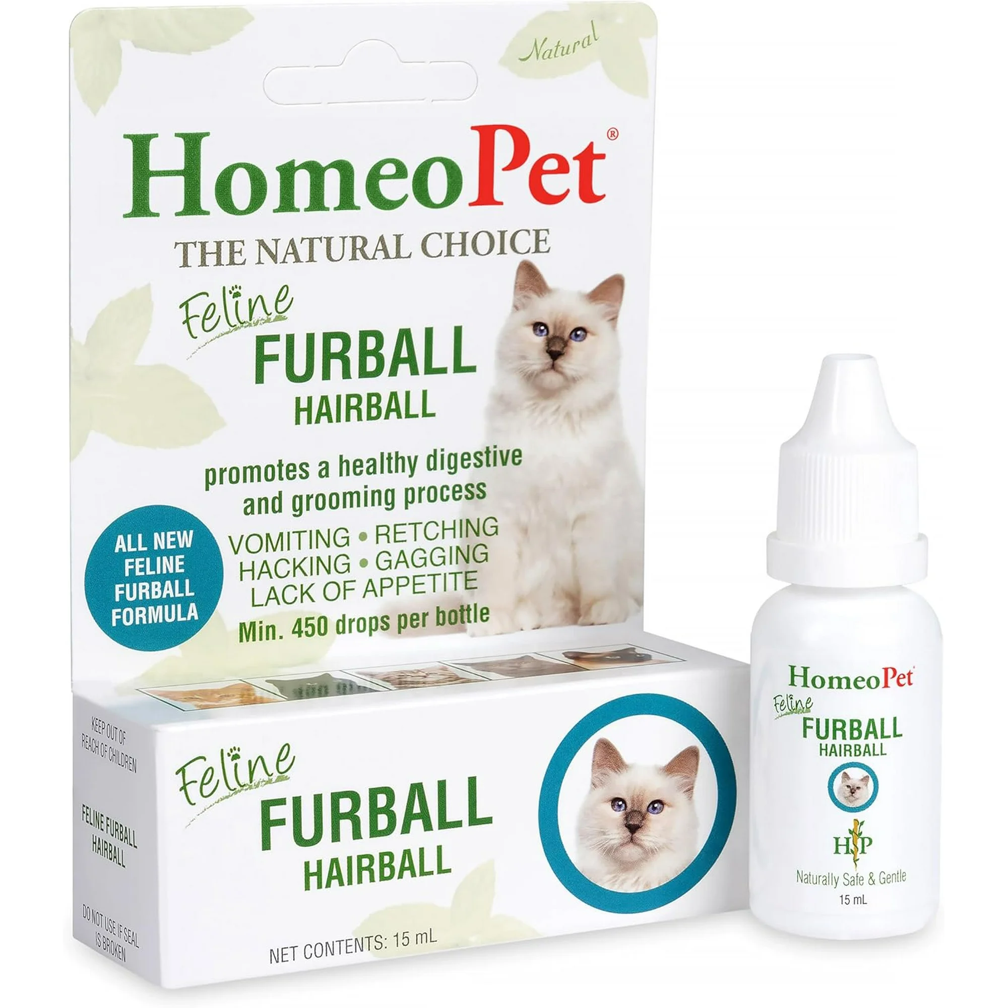 HomeoPet Feline Furball Hairball Remedy Solution for Cats, 15-Milliliter Bottle