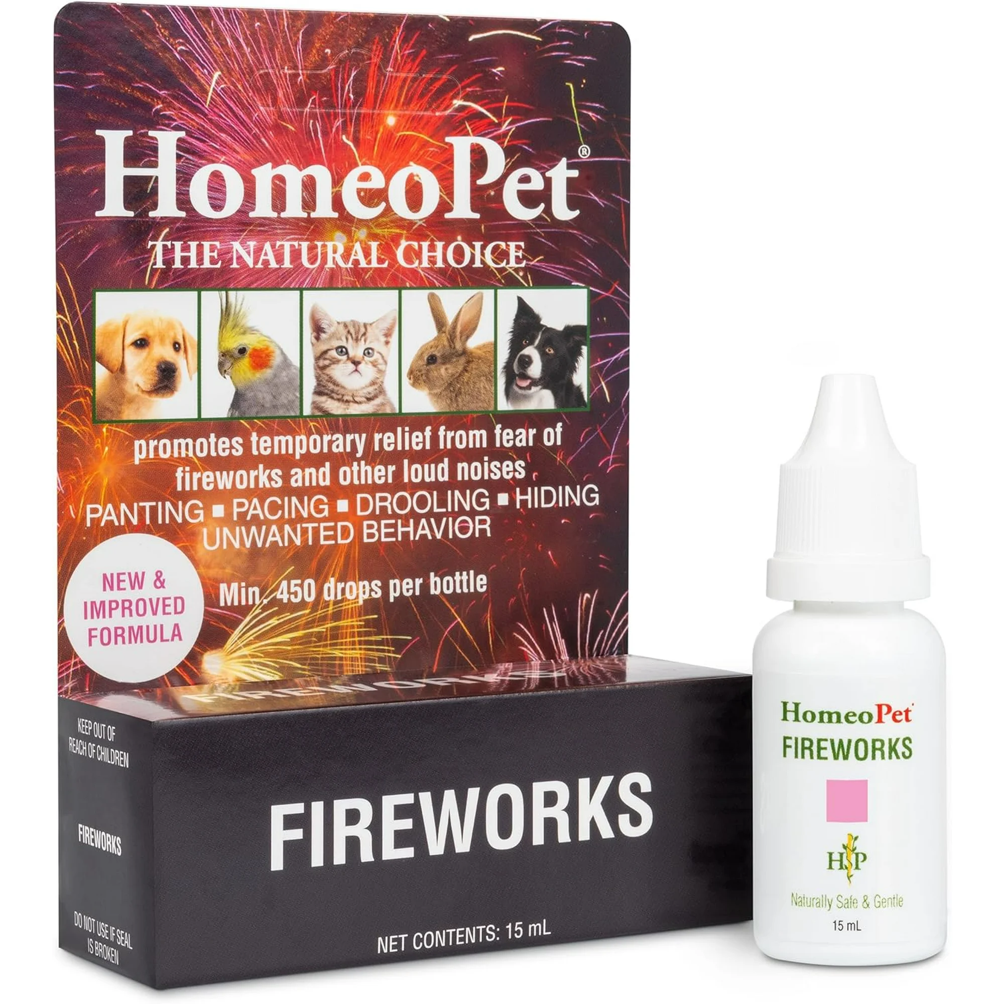 HomeoPet Fireworks Calming Natural Pet Relaxant Solution for Pets, 15-Milliliter Bottle