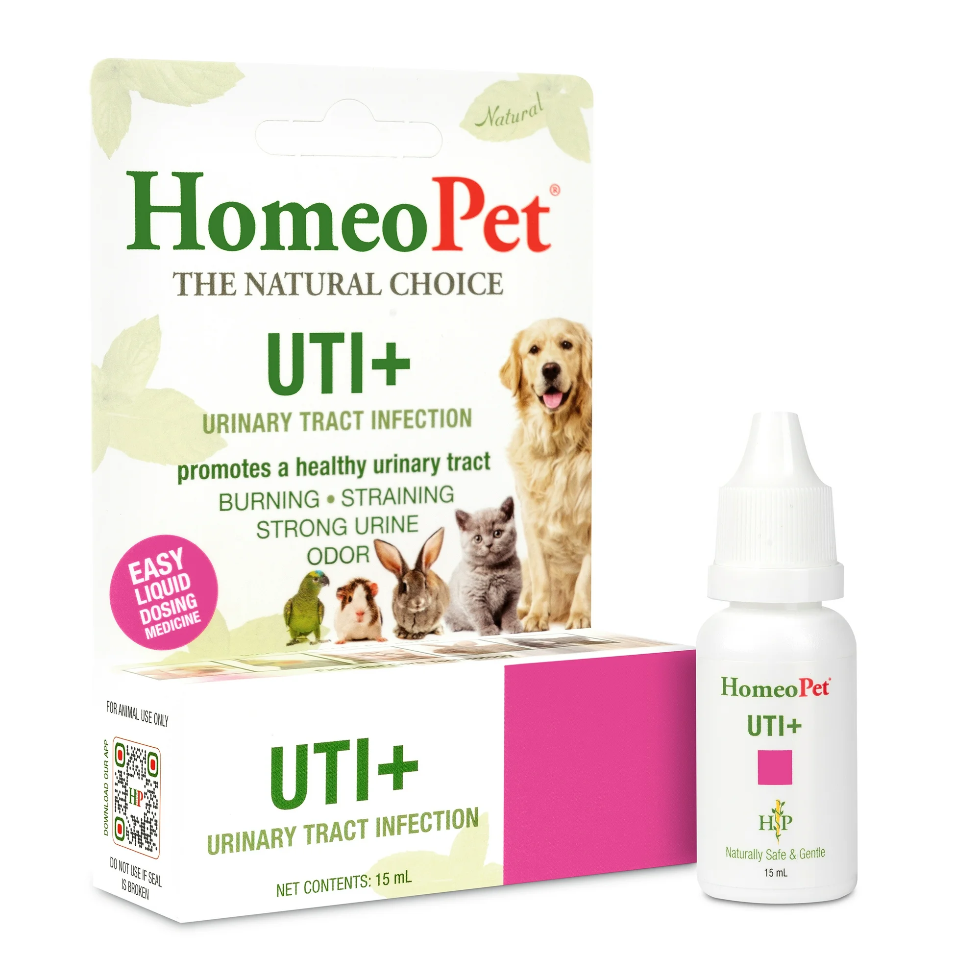 HomeoPet UTI Plus Urinary Tract Health Supplement Solution for Pets, 15-Milliliter Bottle